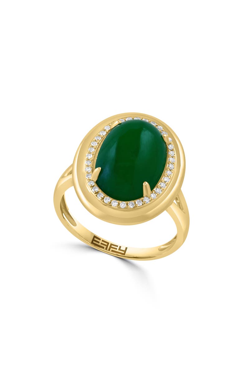 EFFY 14K Gold Jade & Diamond Halo Ring, Main, color, 