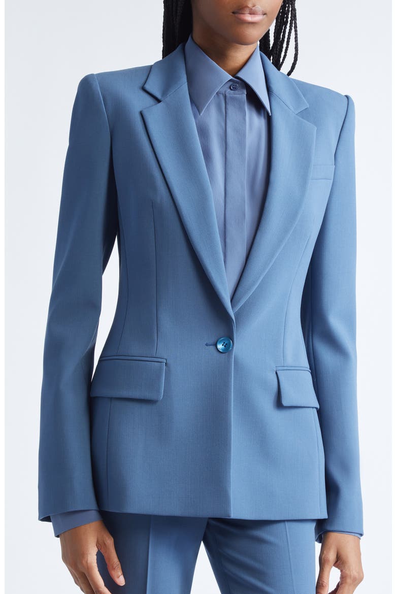 Stretch Virgin Wool Blazer, Alternate, color, STEEL