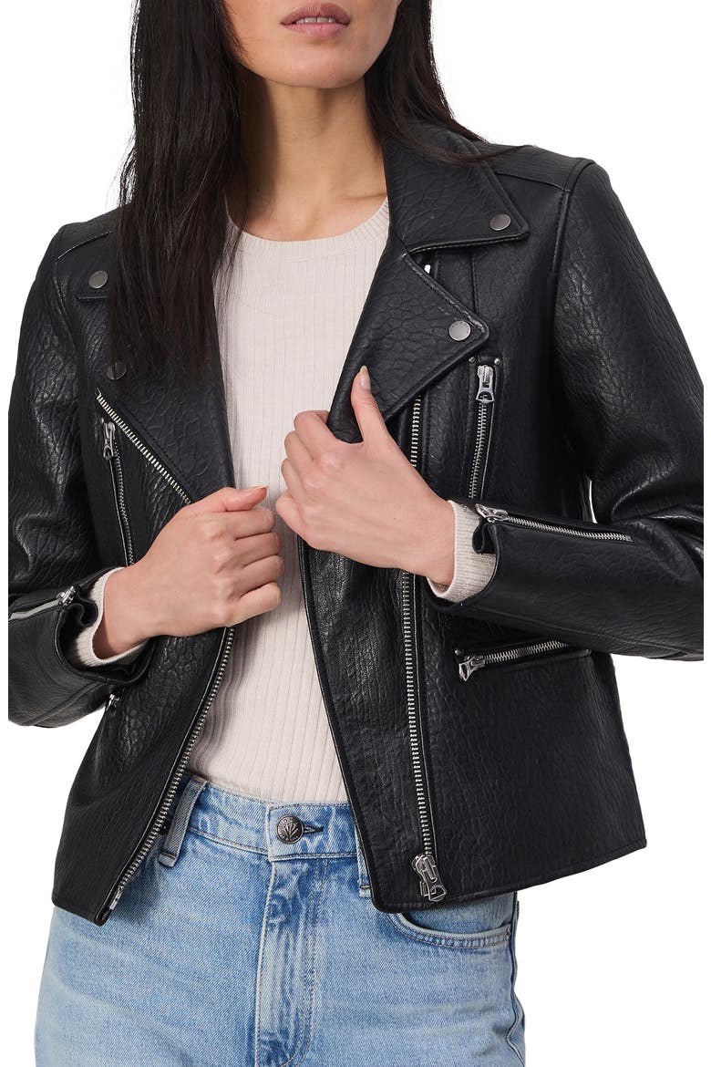 Arrow Leather Jacket, Alternate, color, BLACK