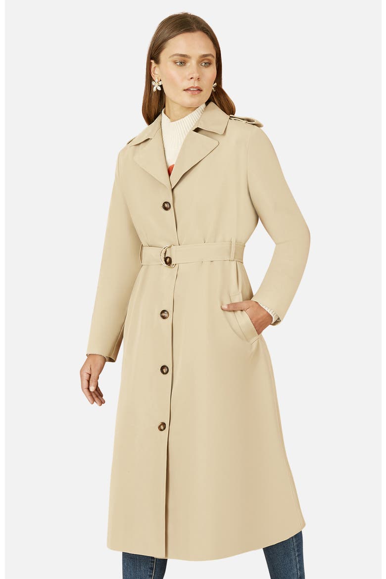 Collared Neck Belted Trench Coat, Alternate, color, Brown