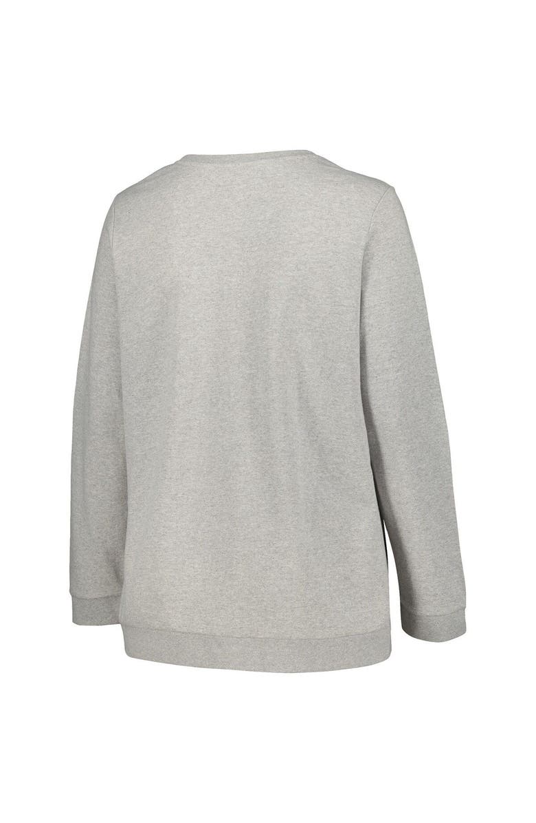 PROFILE Women's Profile Heather Gray Ohio State Buckeyes Plus Size Side Stripe Pullover Sweatshirt, Alternate, color,