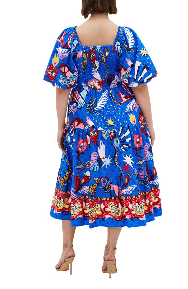 City Chic Capria Puff Sleeve Cotton Midi Dress, Alternate, color, 