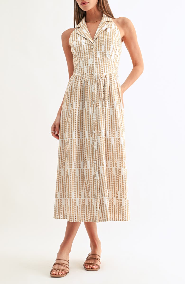 Adelyn Rae Ruby Halter Shirtdress, Alternate, color, White/ Latte