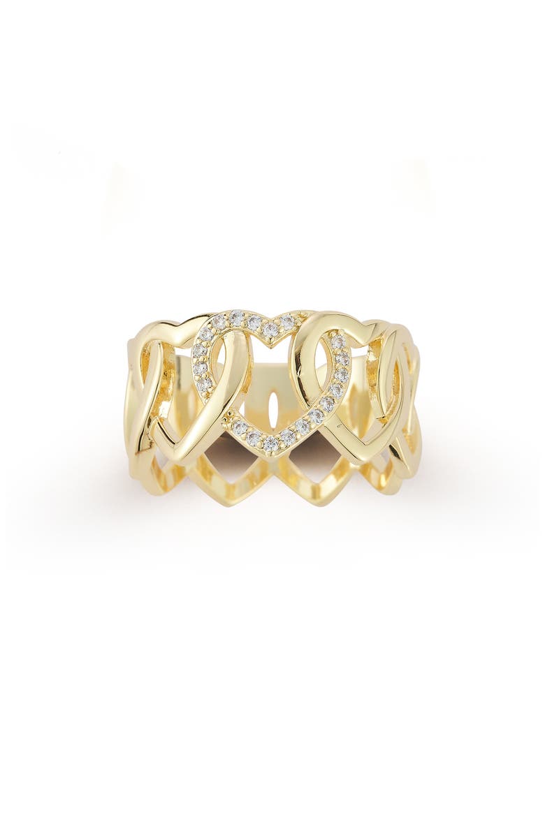 Rhodium Plated Heart Band Ring, Alternate, color, GOLD