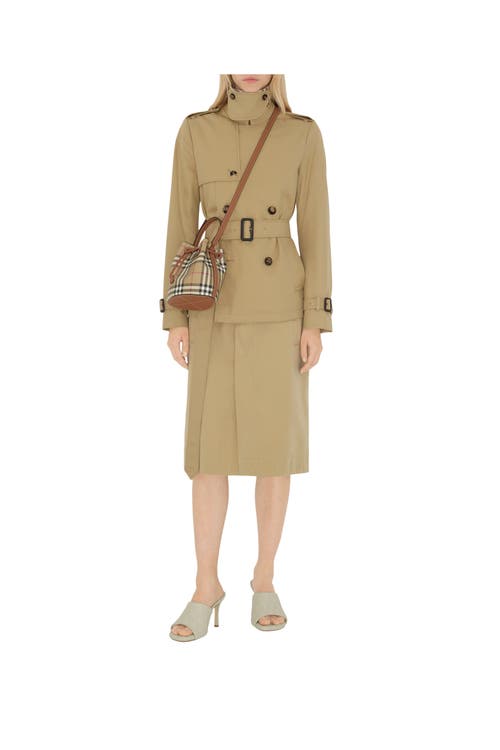 Burberry Mini Check Bucket Bag In Archive Beige/briar Brown