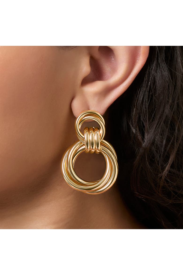 Interlocking Loop Earrings, Alternate, color, Gold