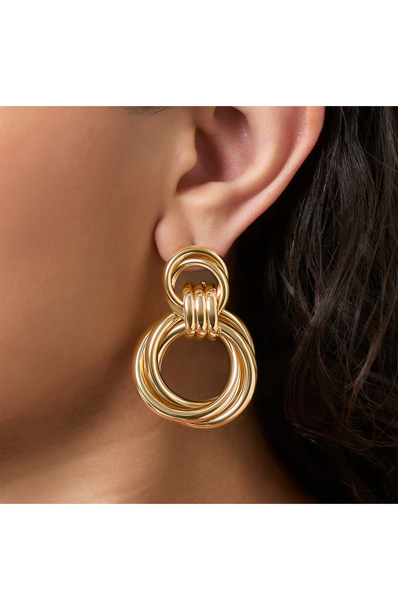 Jessica Simpson Interlocking Loop Earrings, Alternate, color, Gold