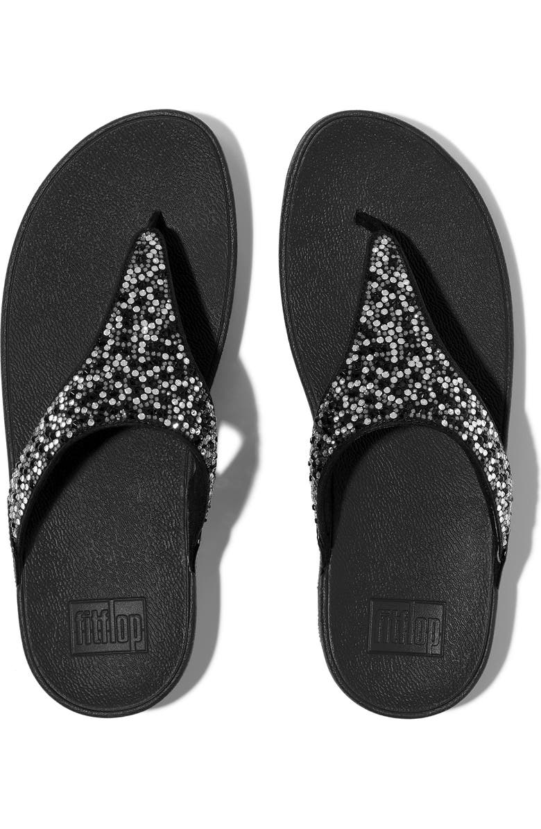 FitFlop Lulu Crystal-mix toe-post sandals, Alternate, color, All Black