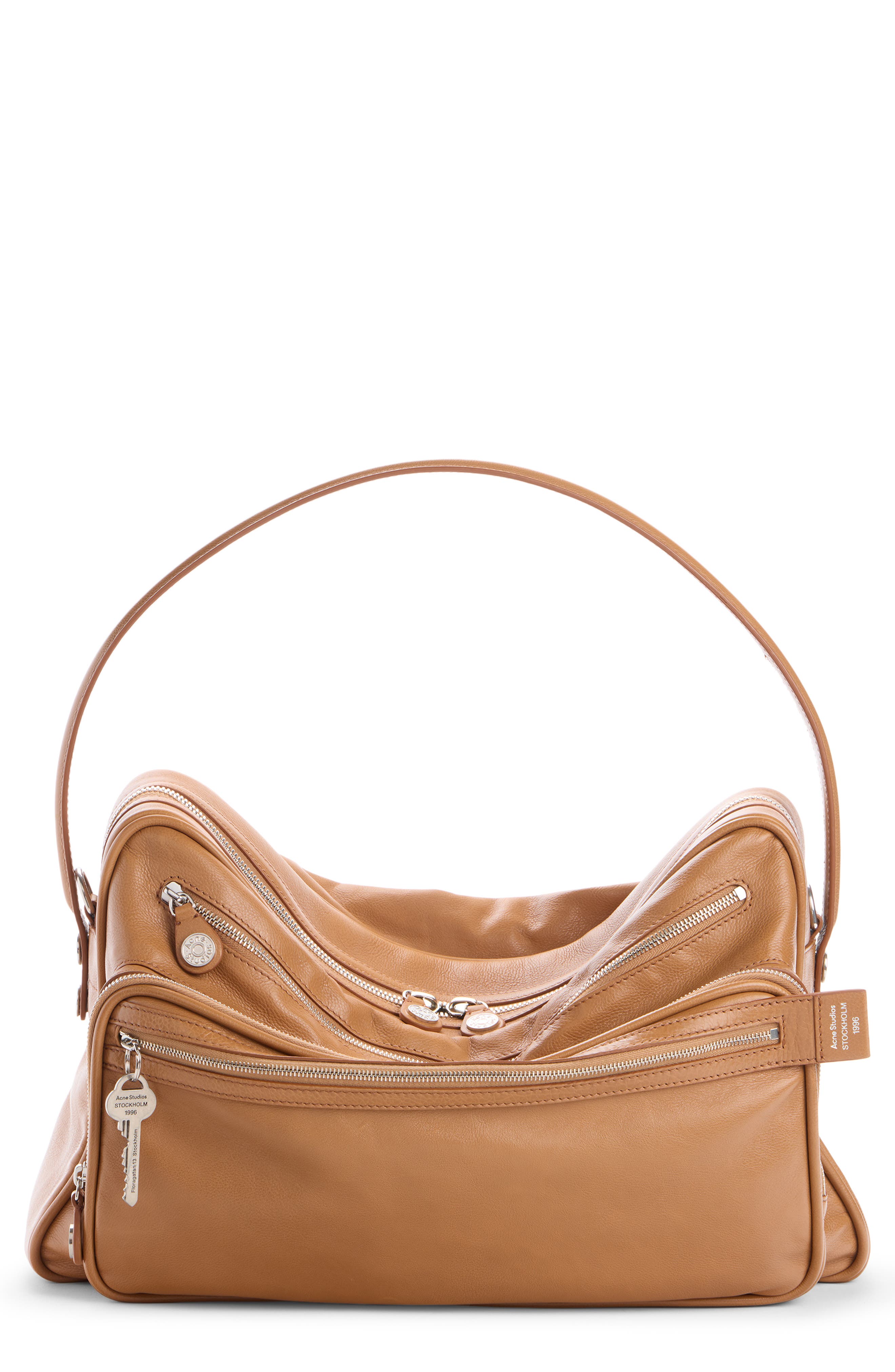 Camero Camera Leather Shoulder Bag, Main, color, CARAMEL BROWN