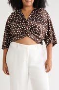 Renee C Polka Dot Front Twist Top