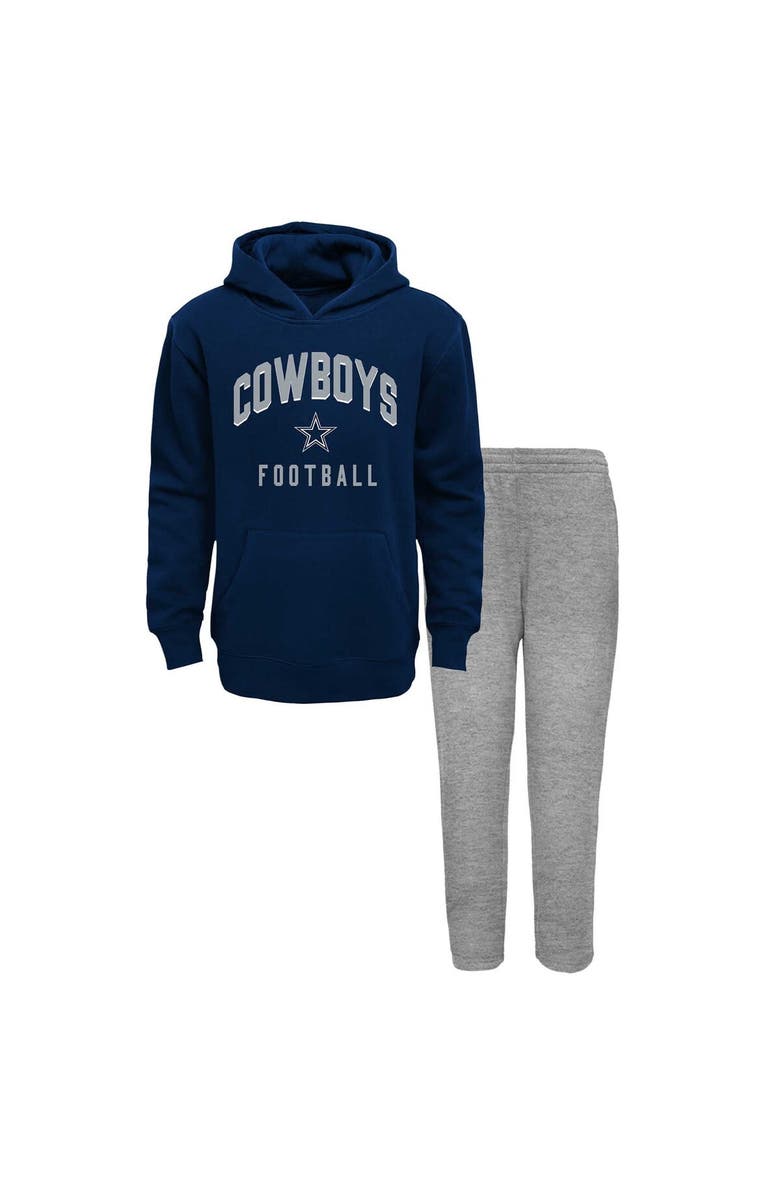Outerstuff Youth Navy/Heather Gray Dallas Cowboys Play by Play Pullover Hoodie & Pants Set, Main, color, 