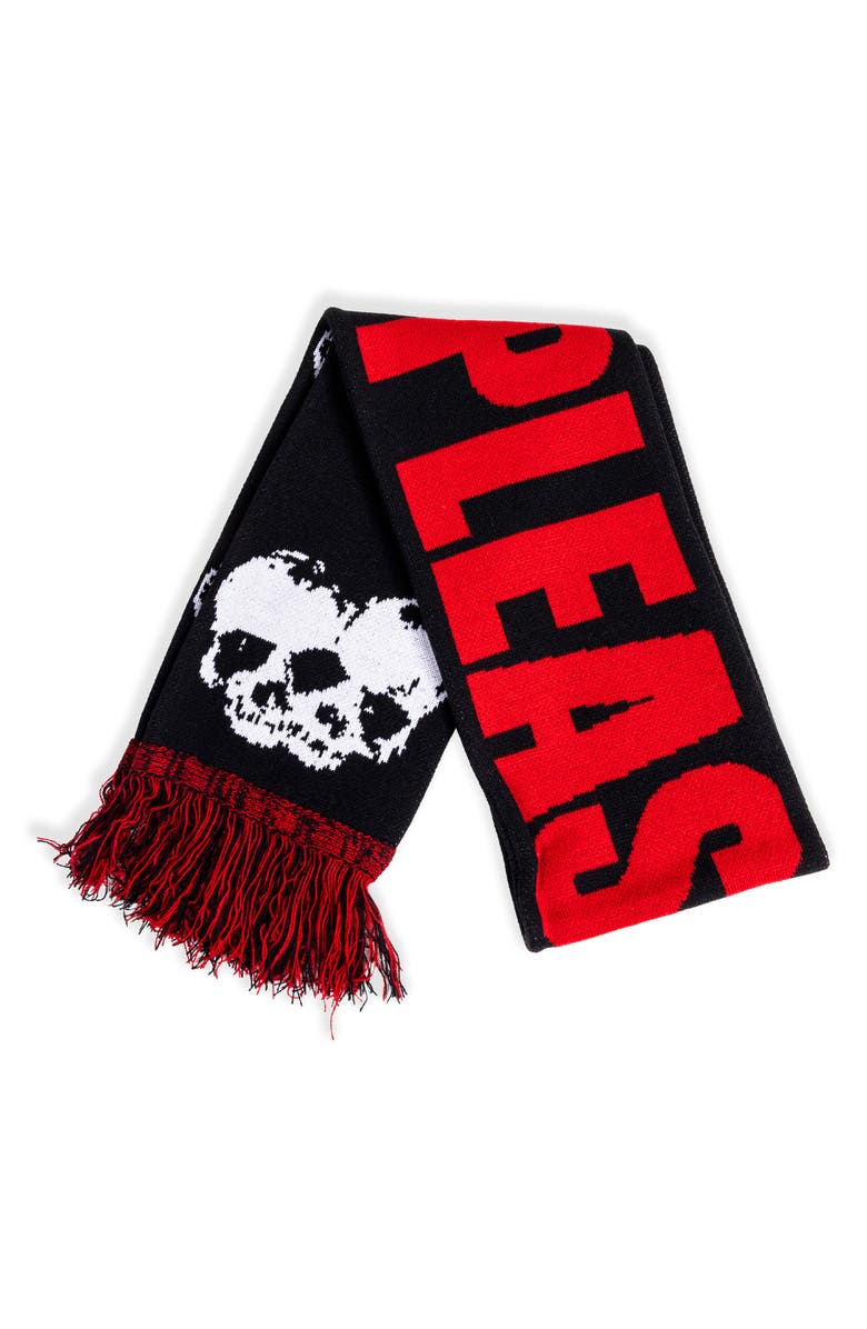 PLEASURES Skull Graphic Fringed Scarf, Alternate, color, Black