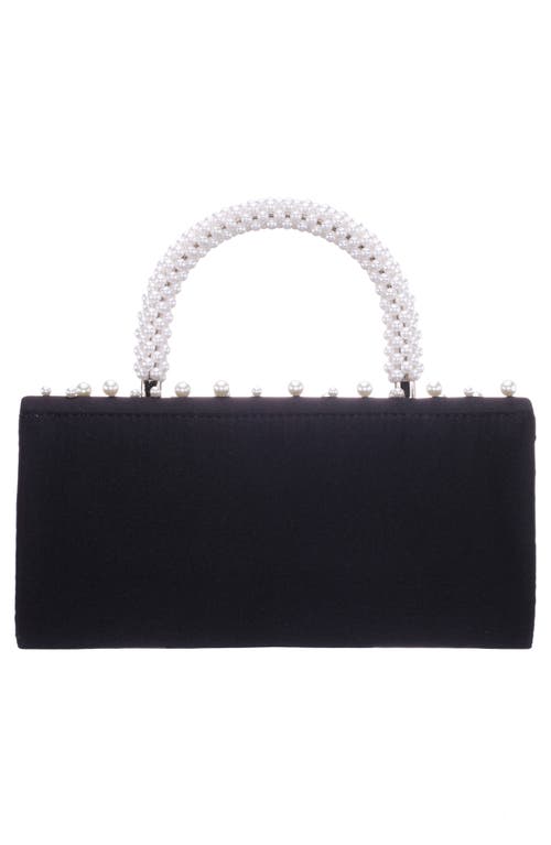 Nina Gaia Faux Pearl Top Handle Bag In Black-white