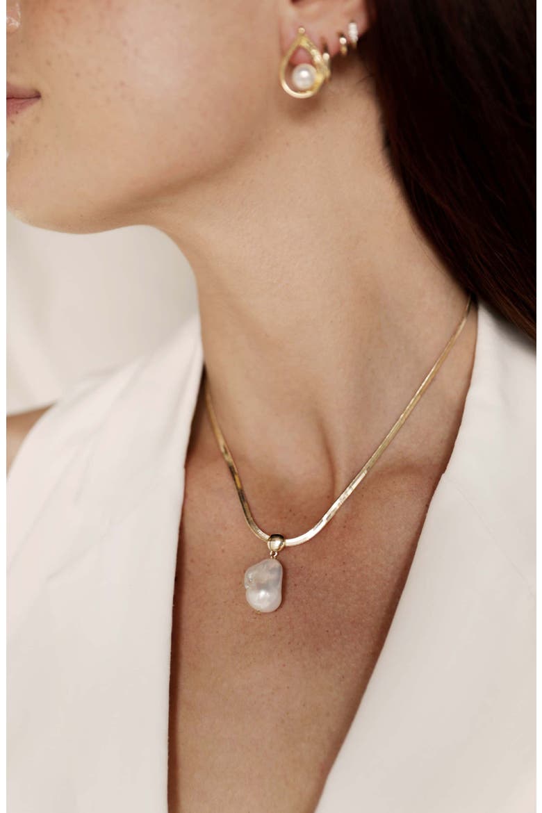 Cultured Baroque Pearl Pendant Necklace, Alternate, color, GOLD
