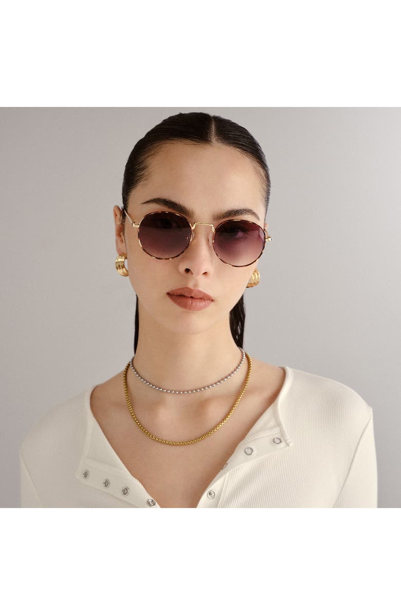 Le Specs Lost Legacy 51mm Gradient Round Sunglasses, Alternate, color, Gold / Tort/ Khaki Grad