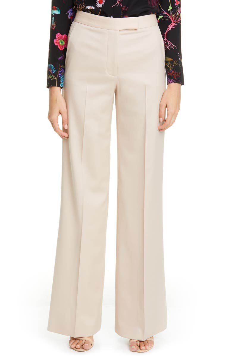 Stella McCartney Tab Front Wool Wide Leg Pants, Main, color,