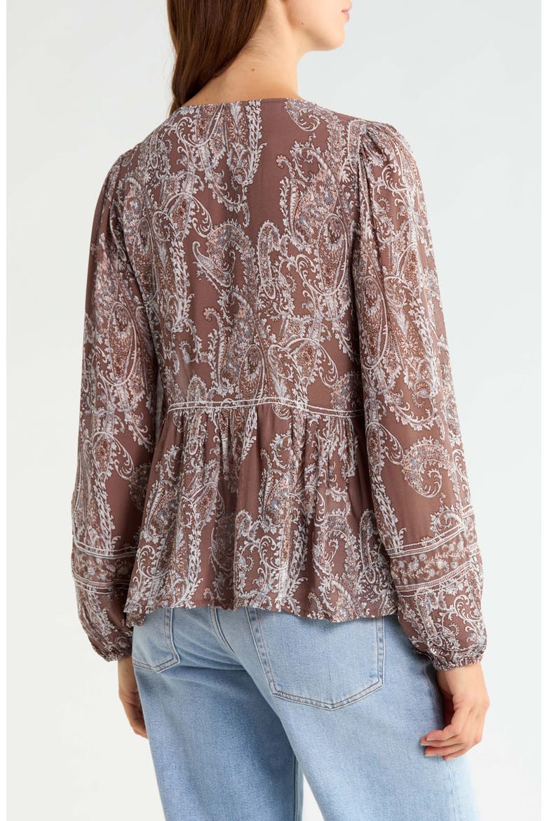 Paisley Peasant Top, Alternate, color, BROWN PAISLEY