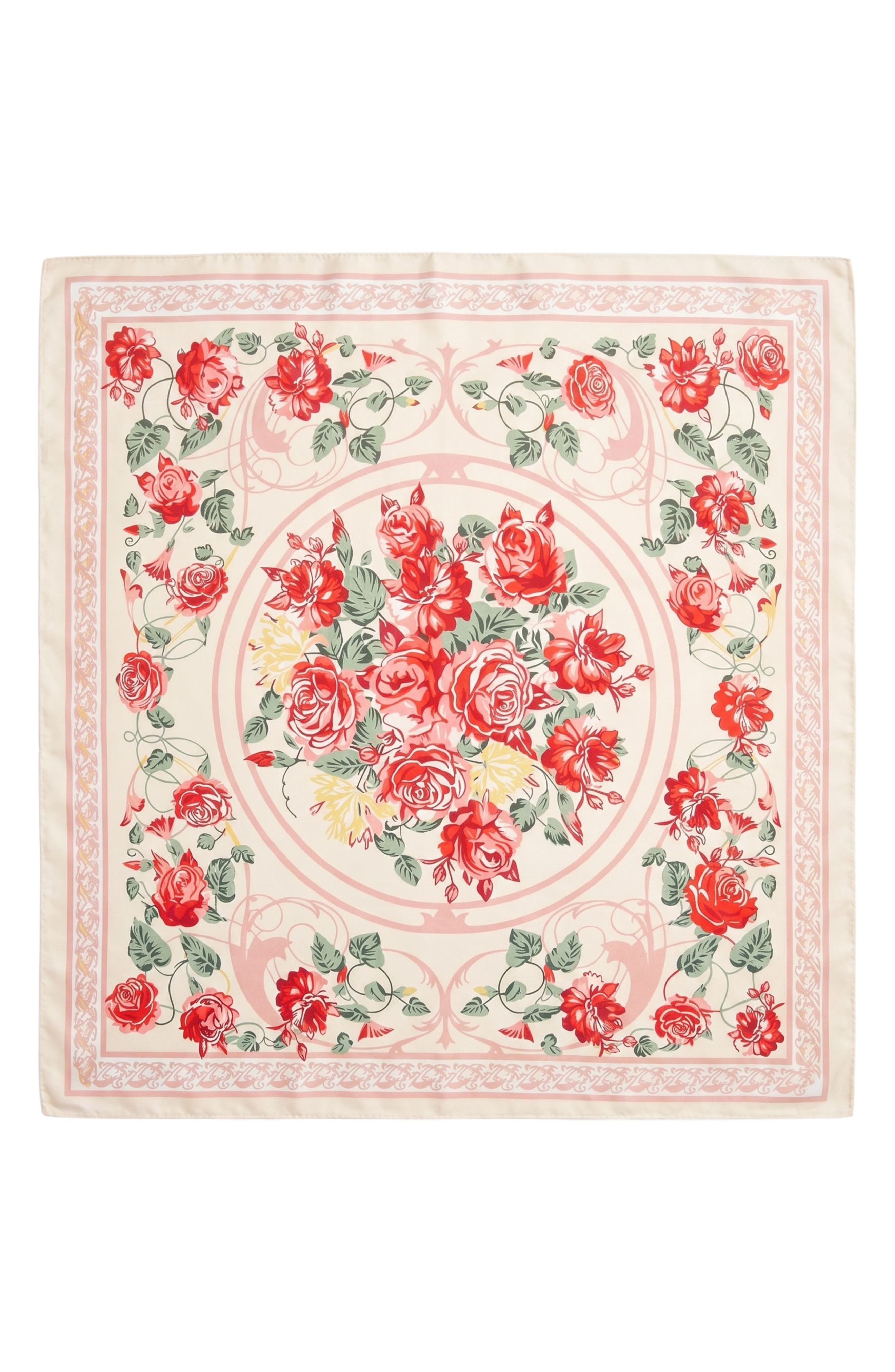 MARCUS ADLER Floral Satin Square Scarf