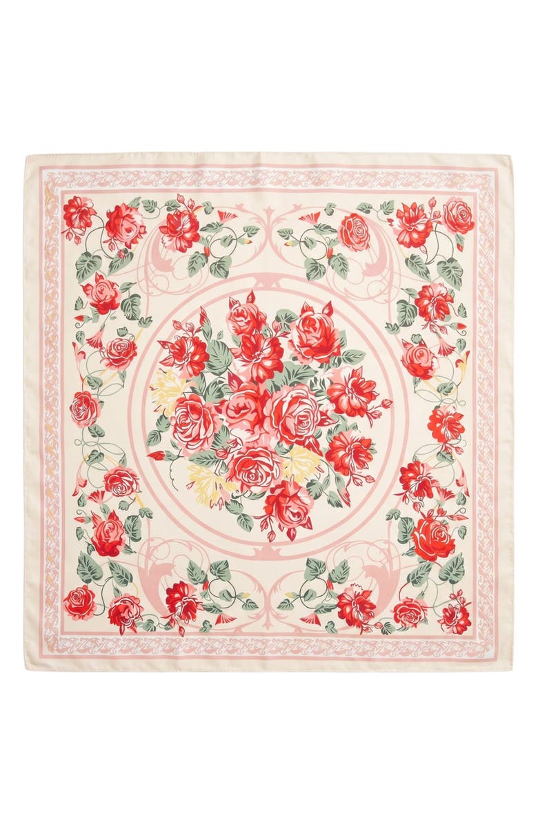 MARCUS ADLER Floral Satin Square Scarf, Main, color, Blush