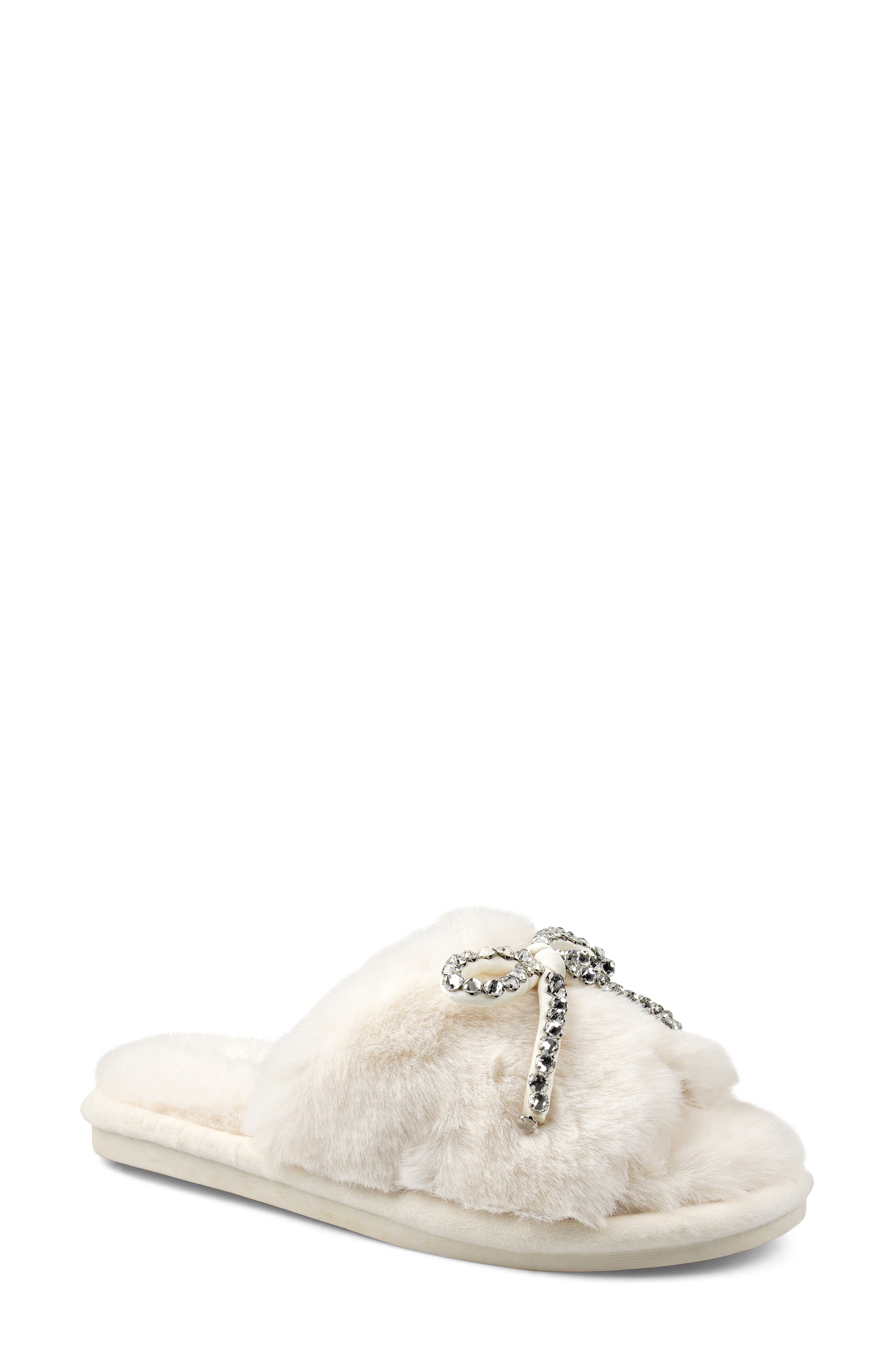 Franney Bow Embellished Faux Fur Slipper - image 3