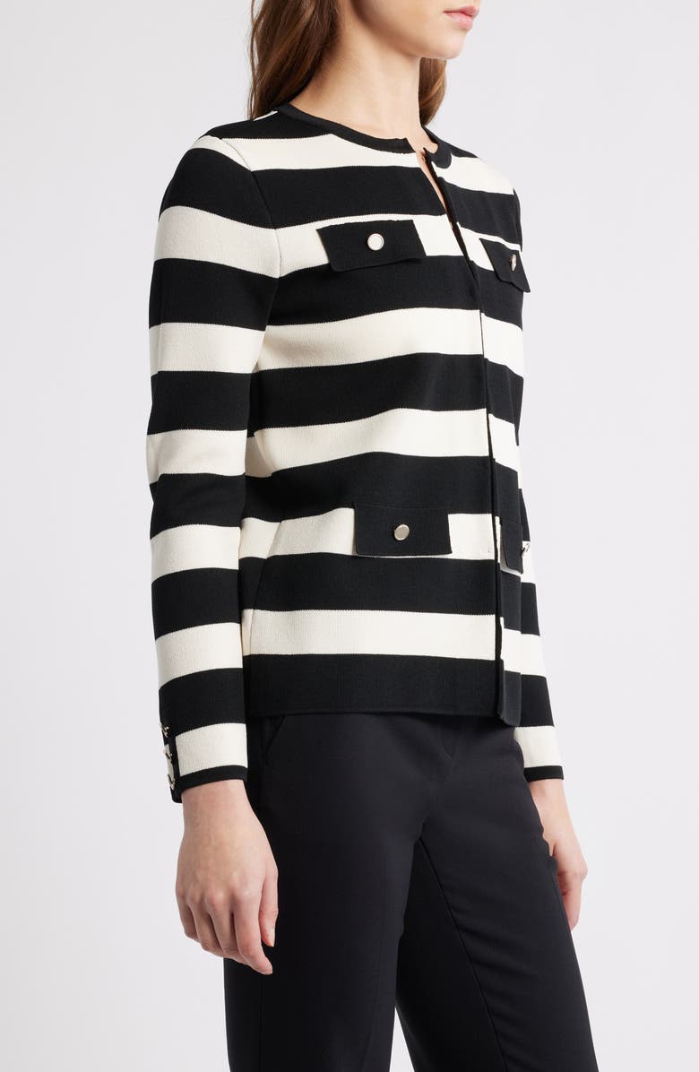 Anne Klein Stripe Kissing Front Cardigan, Alternate, color, 