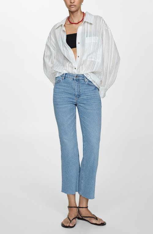 Shop Mango Sienna Raw Hem Crop Flare Jeans In Medium Blue