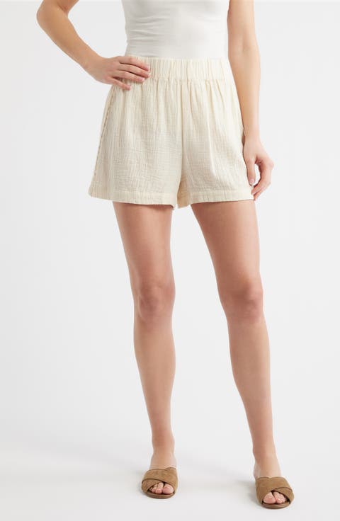 Crochet Trim Cotton Gauze Shorts