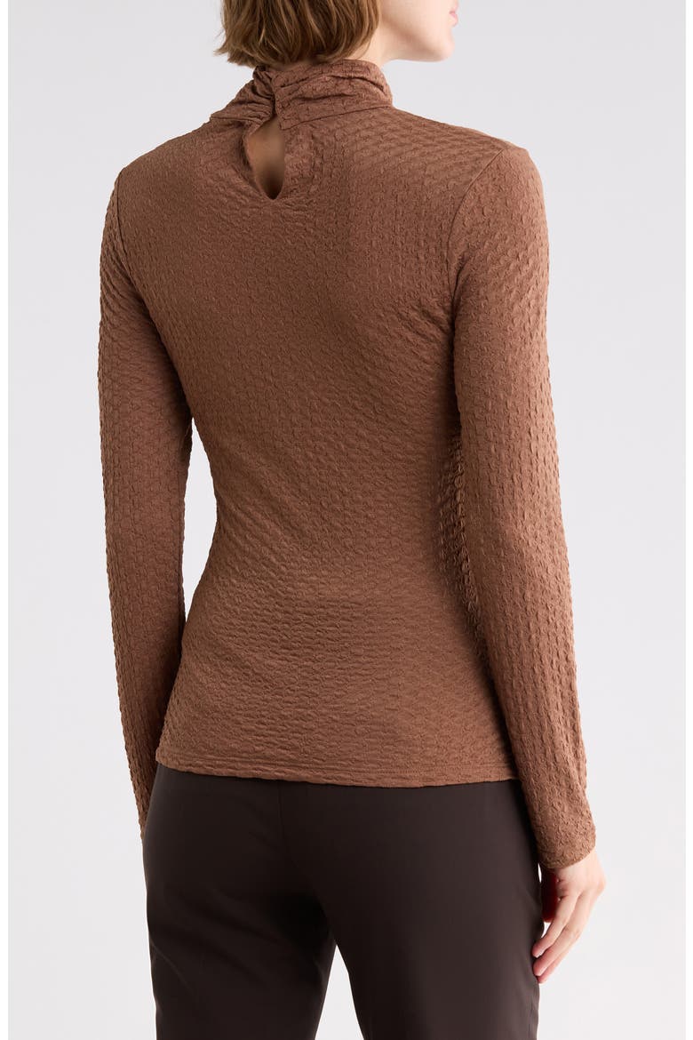 Cutout Mock Neck Knit Top, Alternate, color, BROWN