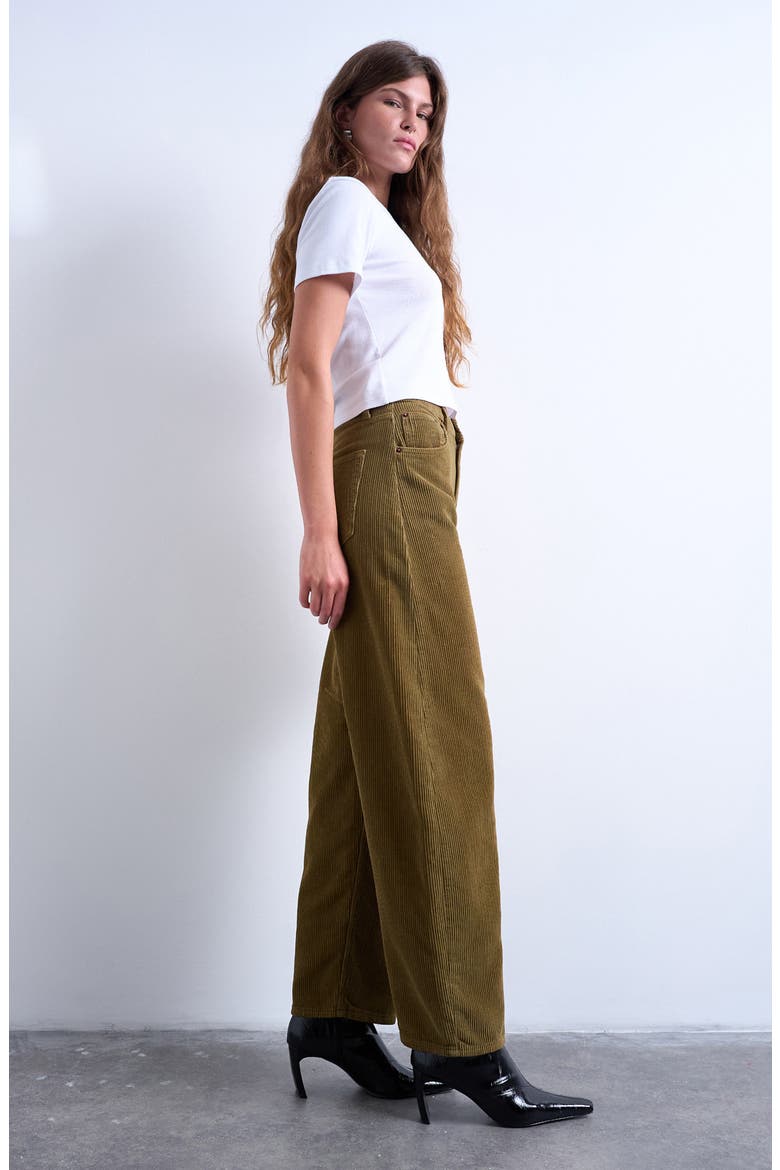 High Waist Barrel Corduroy Jeans, Alternate, color, TAN