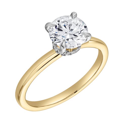 Luvmyjewelry Lila 14k Gold Round Lab Grown Diamond Hidden Halo Ring In 14k Yellow Gold