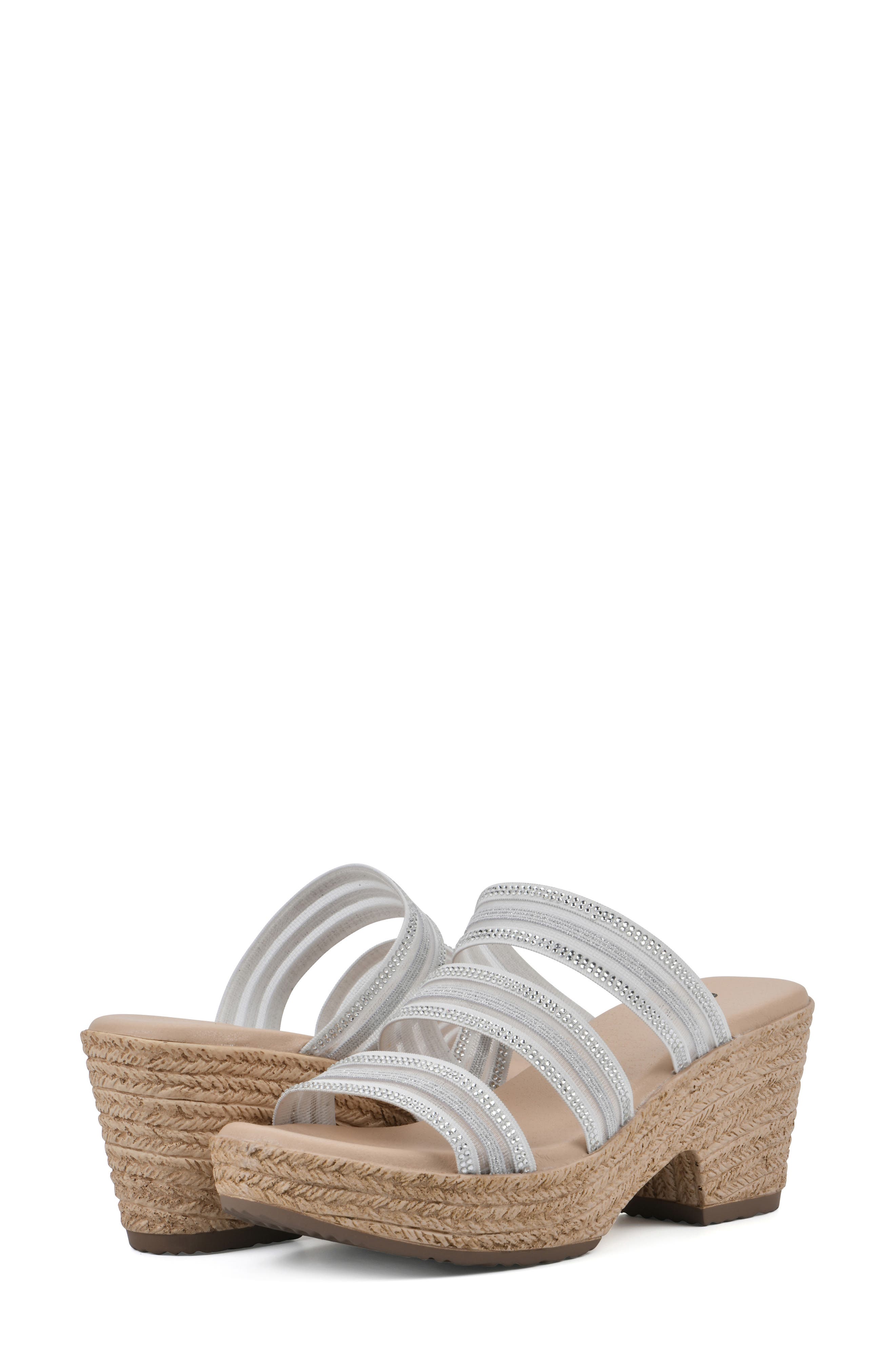 Bianna Espadrille Platform Sandal, Alternate, color, SILVER/ MET/ MESH