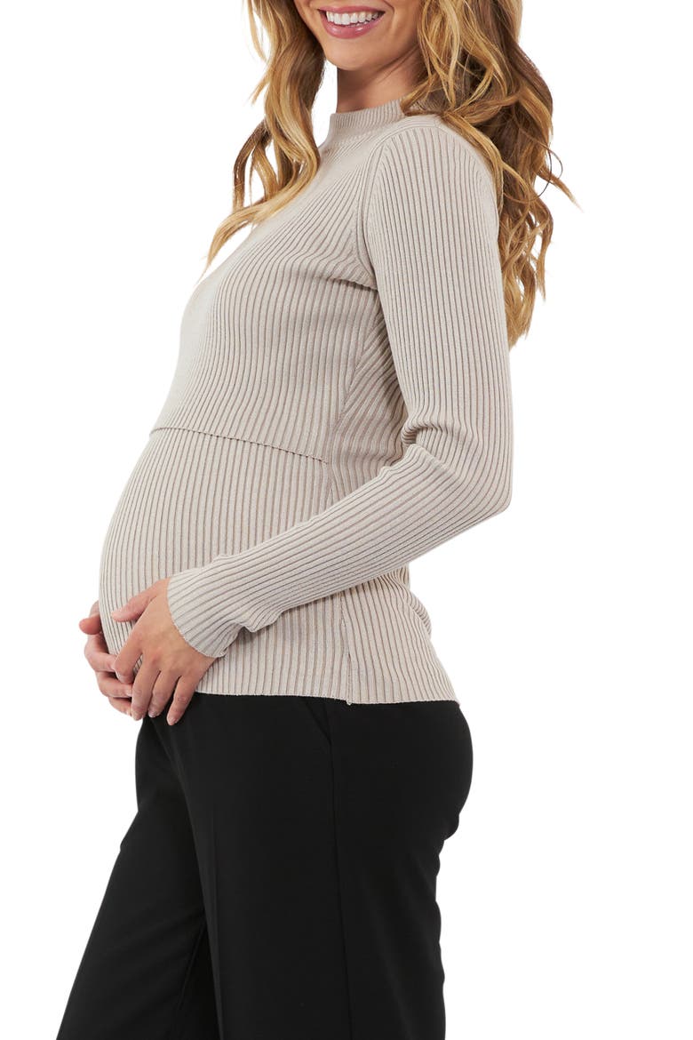 Lift Up Rib Maternity/Nursing Sweater, Alternate, color, STONE