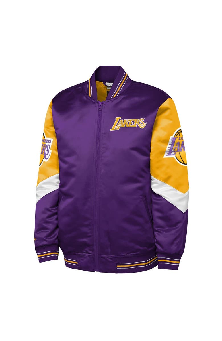 Mitchell & Ness Youth Mitchell & Ness  Purple Los Angeles Lakers Throw It Back Heavyweight Full-Zip Satin Jacket, Alternate, color, Purple
