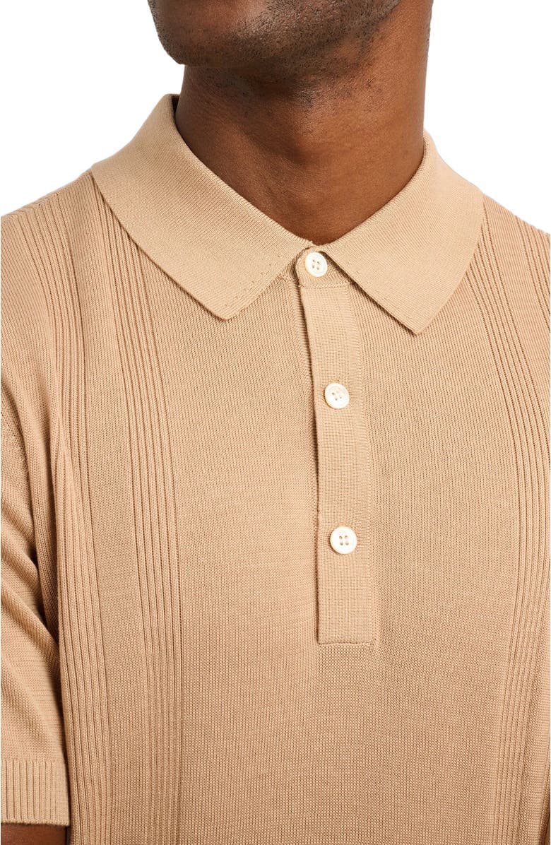 Onia Silk Ribbed Knit Polo, Alternate, color, Tan