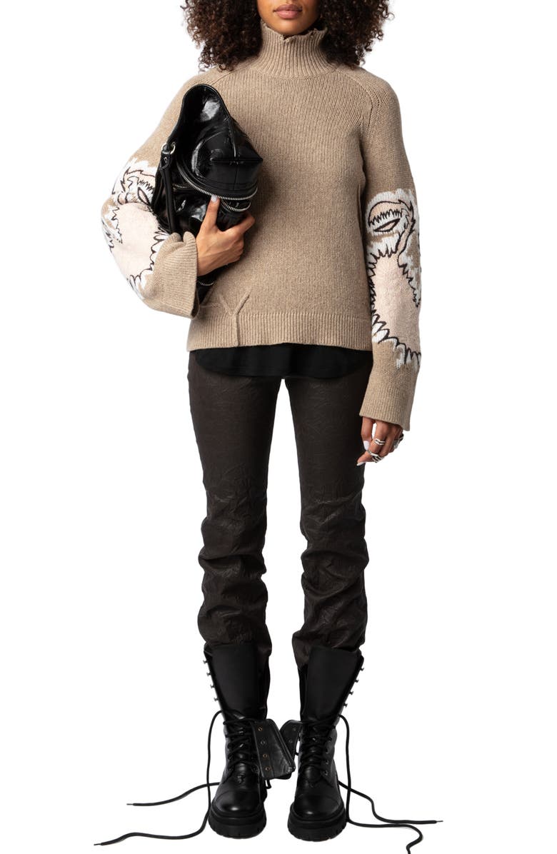 Zadig & Voltaire Sal Turtleneck Merino Wool Sweater, Alternate, color, 