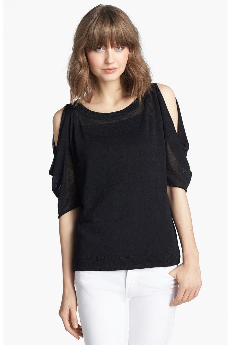 Cold Shoulder Sweater, Main, color, BLACK