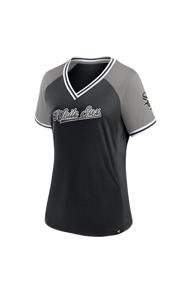 FANATICS Women's Fanatics Black Chicago White Sox Glitz & Glam League Diva Raglan V-Neck T-Shirt, Alternate, color, Black