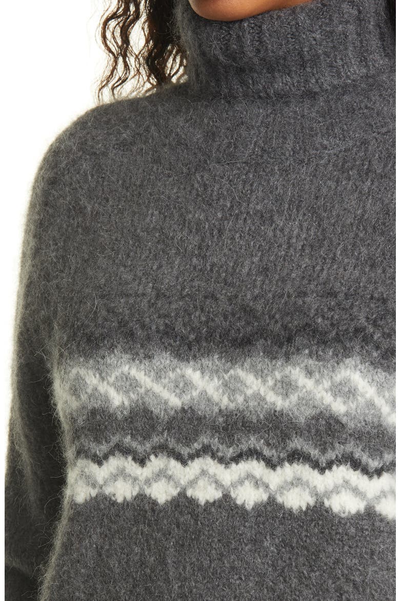 Leane Alpaca Blend Turtleneck Sweater, Alternate, color, GREY FAIR ISLE