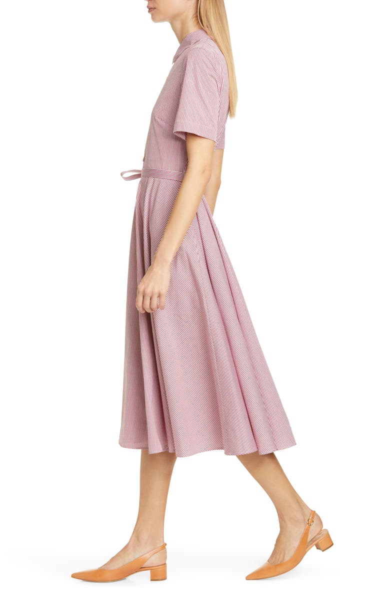 Mansur Gavriel Belted Gingham Midi Shirtdress, Alternate, color,