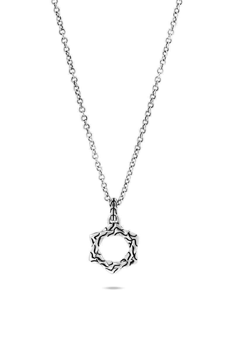 John Hardy Star of David Sterling Silver Pendant Necklace, Main, color,