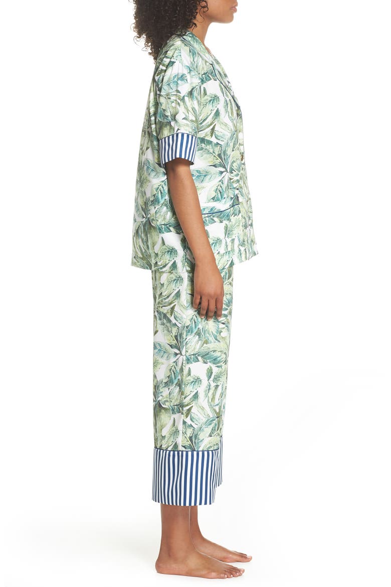 Cropped Pajamas, Alternate, color, WHITE PACIFIC PALM