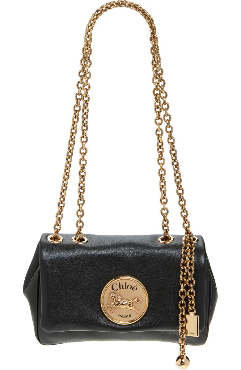Chloé Heritage Leather Shoulder Bag, Main, color, Black