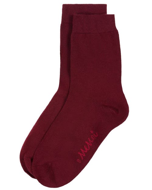 Memoi Kids' Basic Cotton Blend Crew Socks In Red