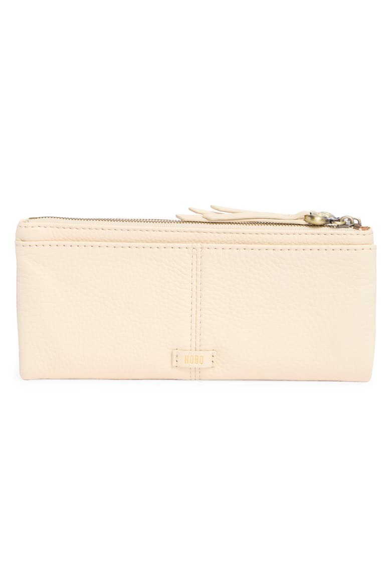 Keen Large Zip Top Leather Wallet, Alternate, color, CREAM