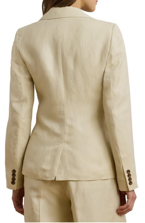 Shop Ralph Lauren Lauren Linen Blend Twill Blazer In Ivory Beige