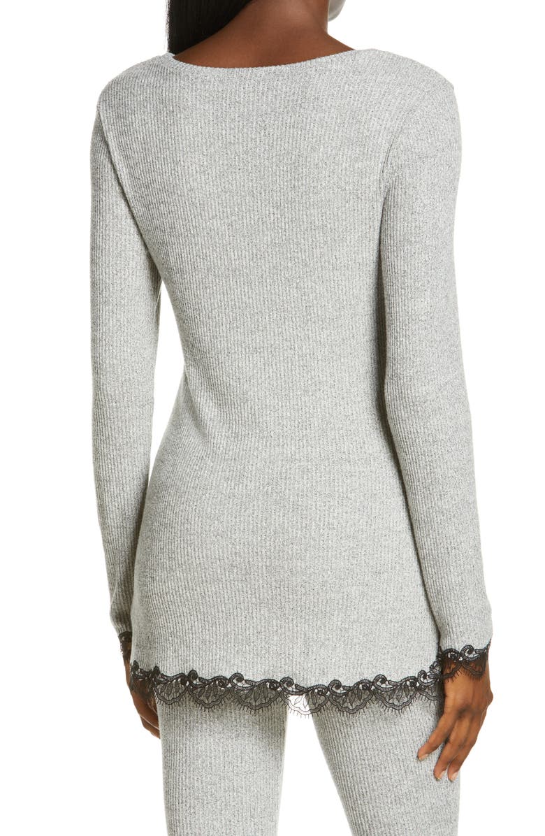 Natori Luxe Ulla Lace Trim Ribbed Top, Alternate, color, 