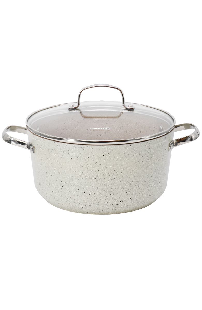 Korkmaz Granita 8 Liter Aluminum Nonstick Casserole with Lid, Main, color, Beige