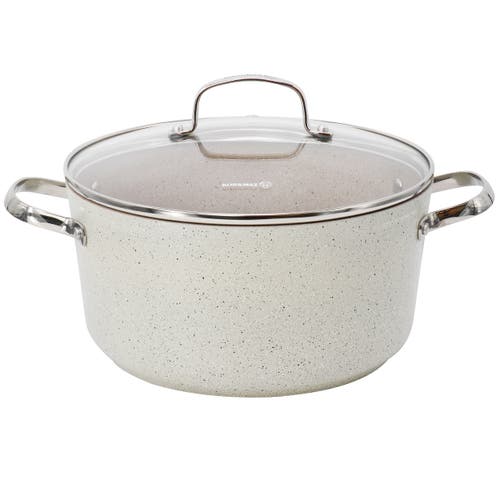 Korkmaz Granita 8 Liter Aluminum Nonstick Casserole With Lid In White
