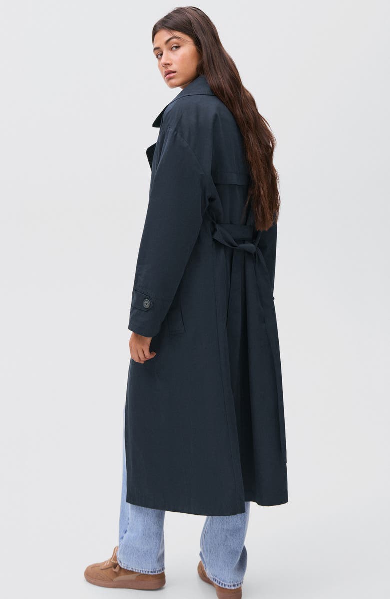 MANGO TEEN Classic Belted Trench Coat, Alternate, color, Navy