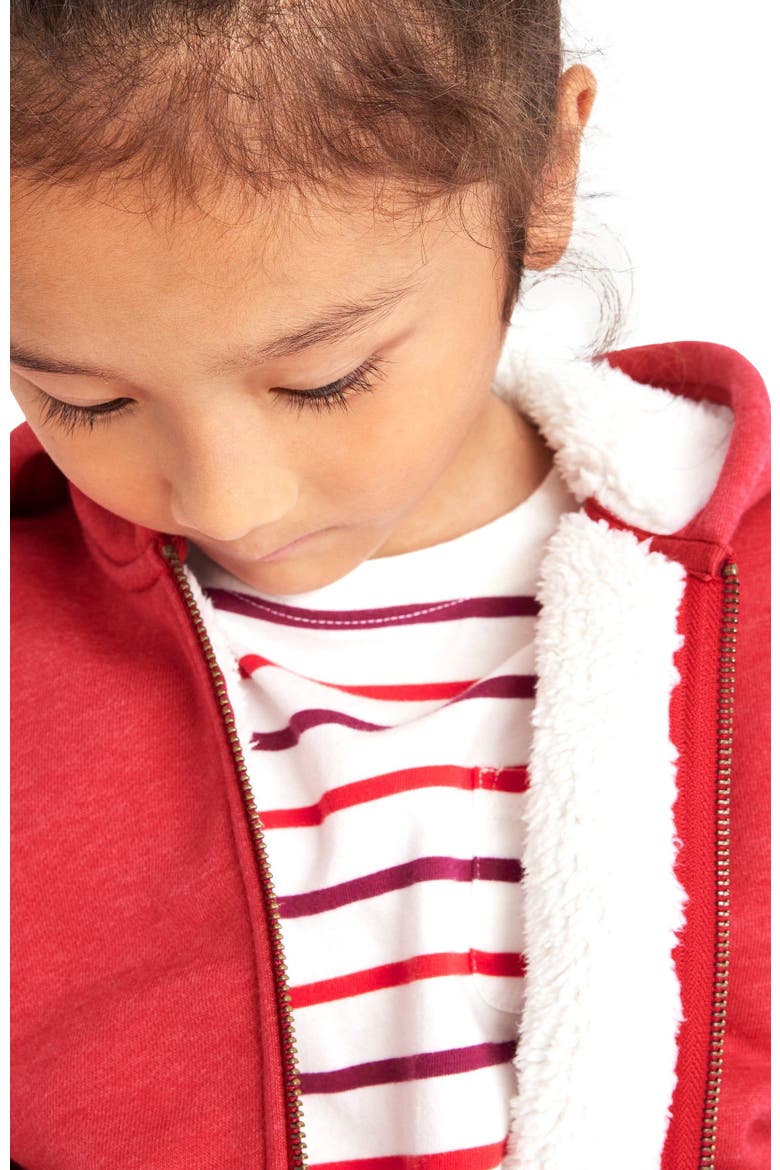 Teddy Fleece-Lined Zip Hoodie, Alternate, color, Heather Cherry